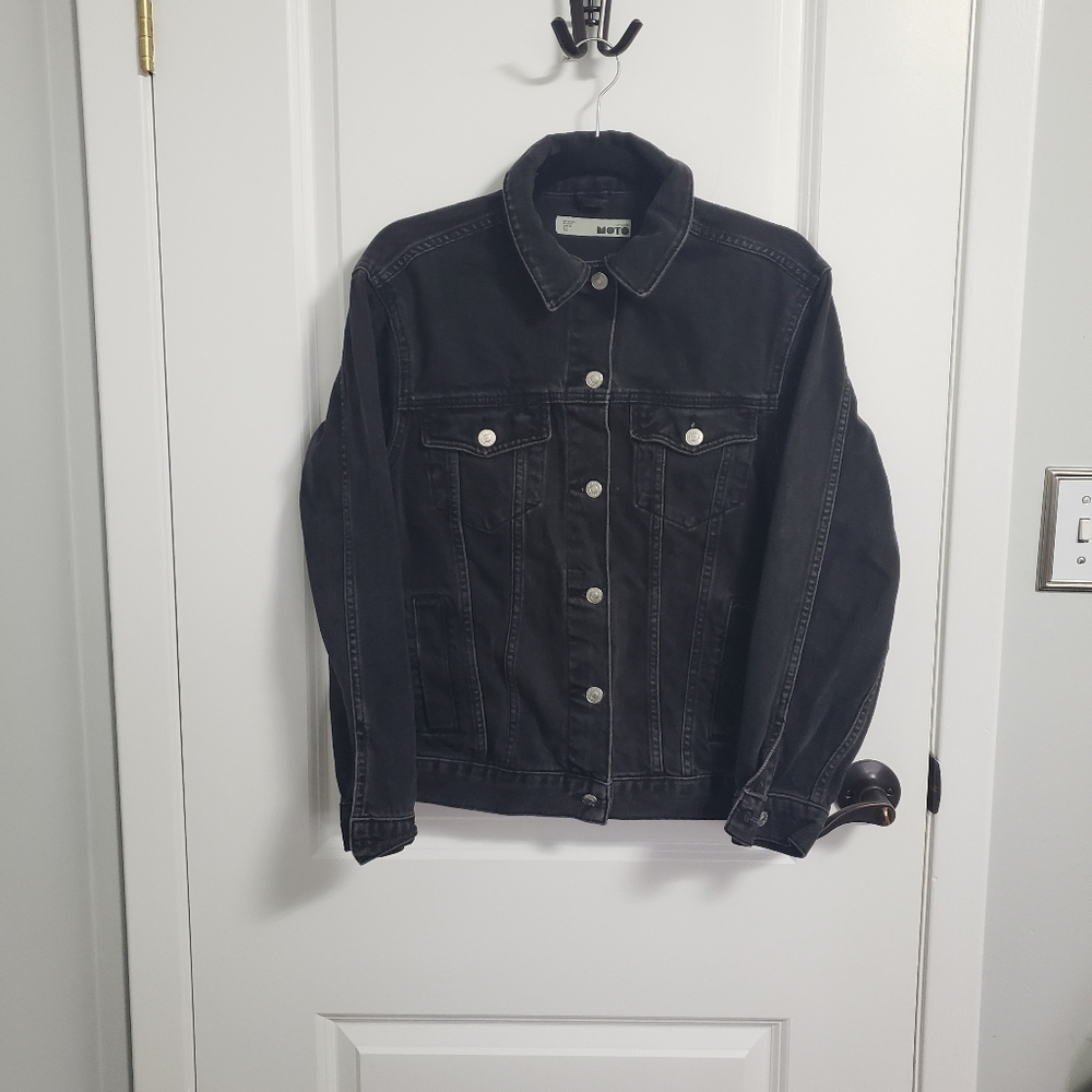 TOPSHOP Black Moto Denim Jacket